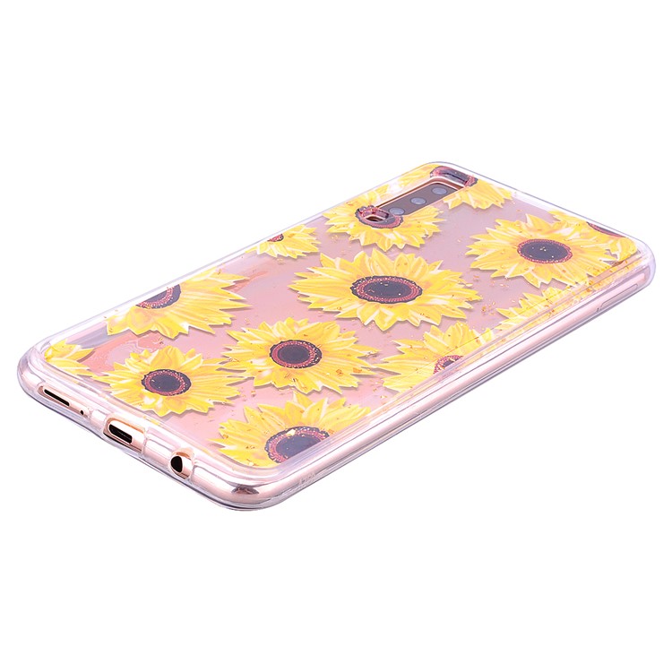 Glitter Sequins Inlaid Patterned TPU Phone Cover for Samsung Galaxy A70 - Sunflowers-7