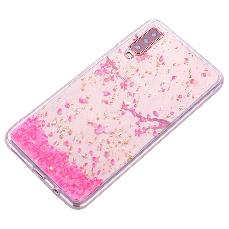 Glitter Sequins Inlaid Patterned TPU Phone Cover for Samsung Galaxy A70 - Falling Flowers-3