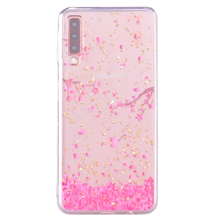 Glitter Sequins Inlaid Patterned TPU Phone Cover for Samsung Galaxy A70 - Falling Flowers-4