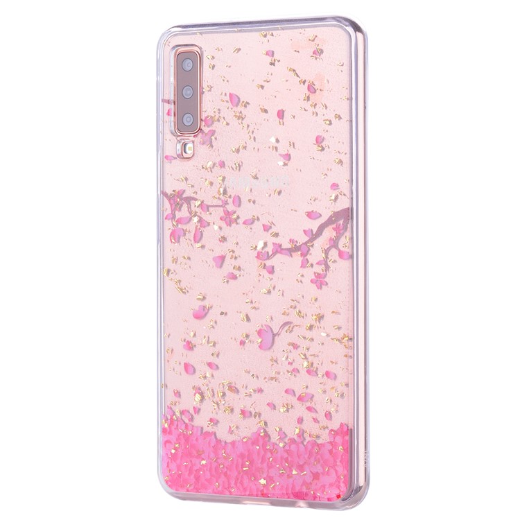 Glitter Sequins Inlaid Patterned TPU Phone Cover for Samsung Galaxy A70 - Falling Flowers-5