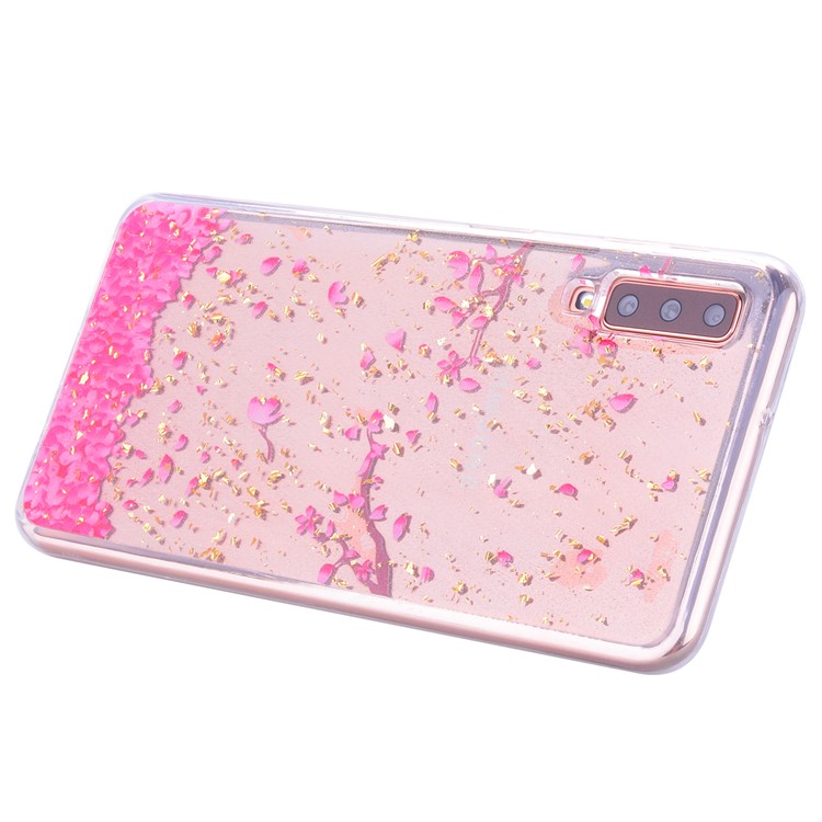 Glitter Sequins Inlaid Patterned TPU Phone Cover for Samsung Galaxy A70 - Falling Flowers-7
