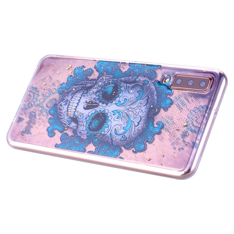 Glitter Sequins Inlaid Patterned TPU Phone Cover for Samsung Galaxy A70 - Skull-5