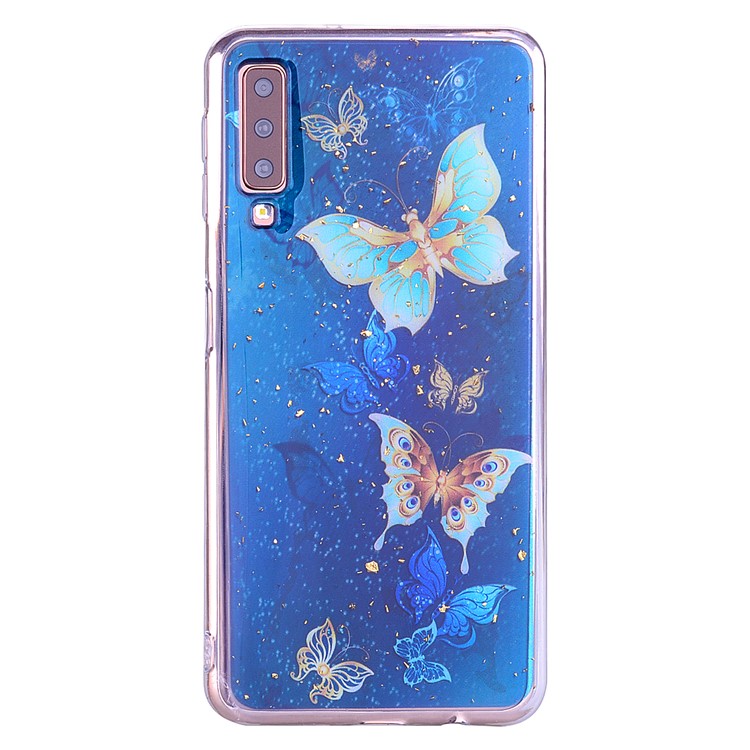 Glitter Sequins Inlaid Patterned TPU Phone Cover for Samsung Galaxy A70 - Butterflies-3