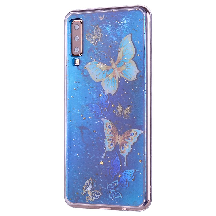 Glitter Sequins Inlaid Patterned TPU Phone Cover for Samsung Galaxy A70 - Butterflies-4