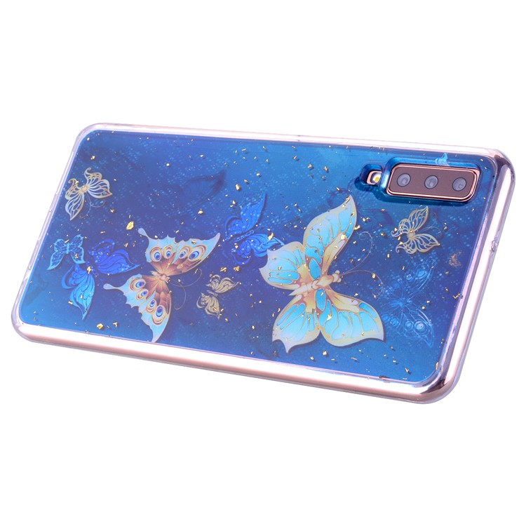 Glitter Sequins Inlaid Patterned TPU Phone Cover for Samsung Galaxy A70 - Butterflies-5