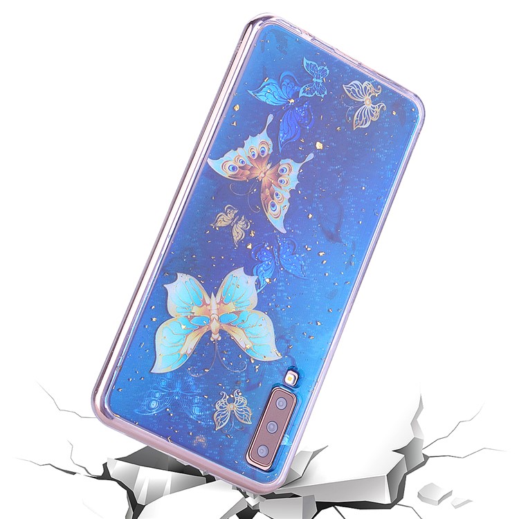 Glitter Sequins Inlaid Patterned TPU Phone Cover for Samsung Galaxy A70 - Butterflies-6