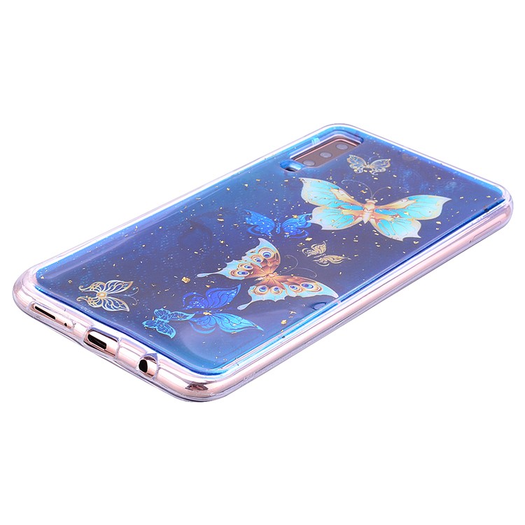 Glitter Sequins Inlaid Patterned TPU Phone Cover for Samsung Galaxy A70 - Butterflies-7