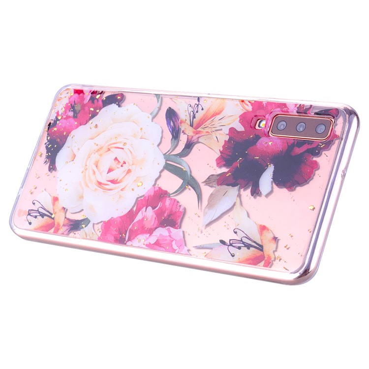 Glitter Sequins Inlaid Patterned TPU Phone Cover for Samsung Galaxy A70 - Pretty Flowers-5
