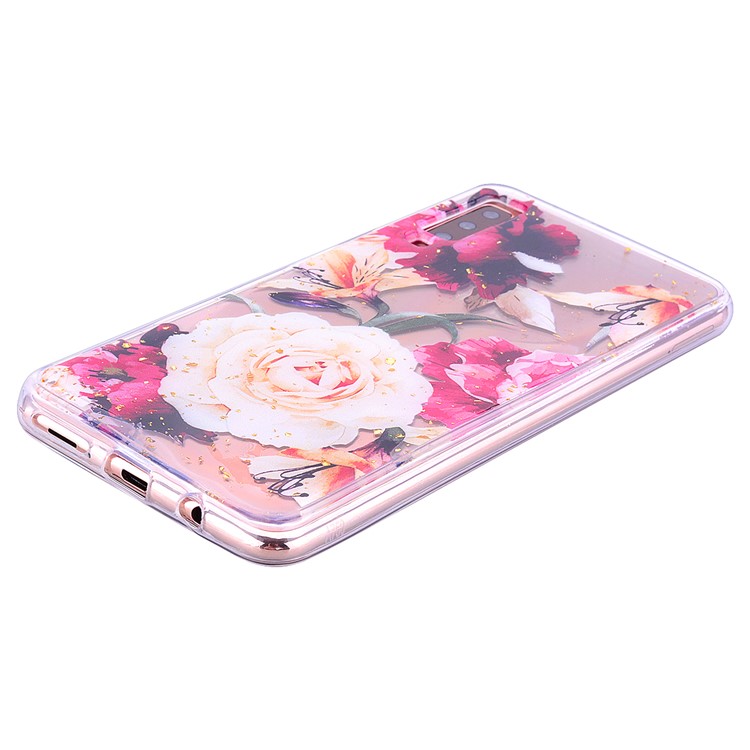 Glitter Sequins Inlaid Patterned TPU Phone Cover for Samsung Galaxy A70 - Pretty Flowers-7