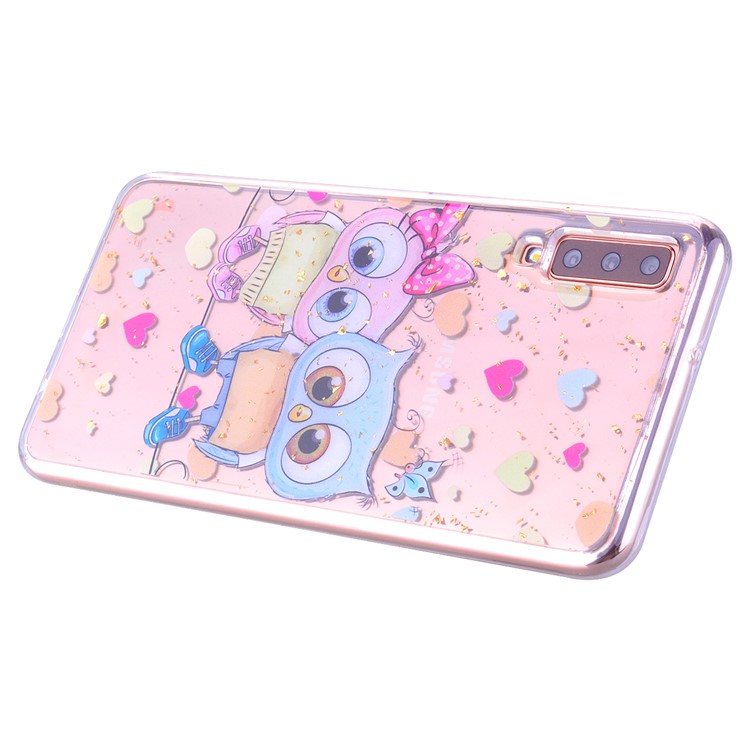 Glitter Sequins Inlaid Patterned TPU Phone Cover for Samsung Galaxy A70 - Owls-5