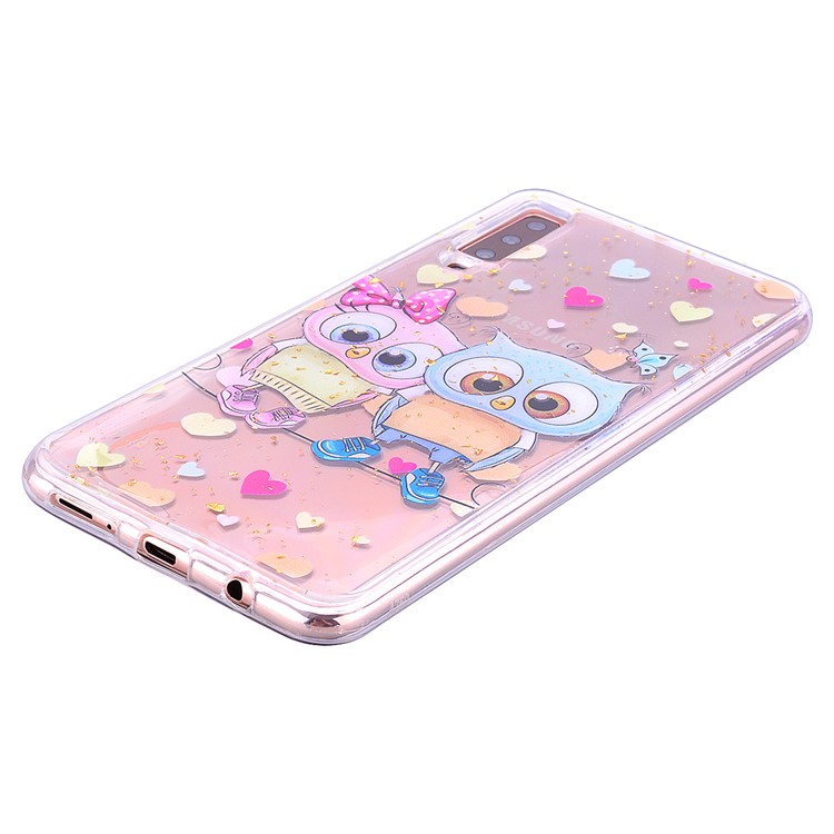 Glitter Sequins Inlaid Patterned TPU Phone Cover for Samsung Galaxy A70 - Owls-7