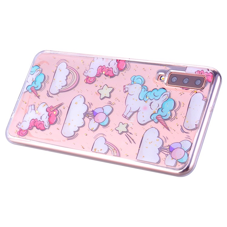 Glitter Sequins Inlaid Patterned TPU Phone Cover for Samsung Galaxy A70 - Unicorns-5