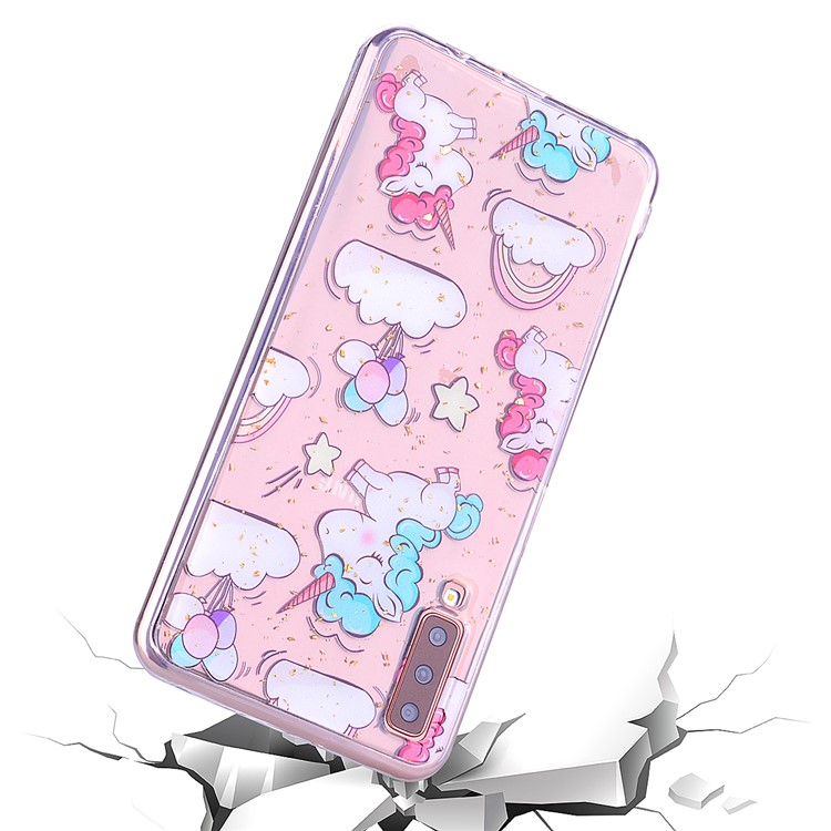 Glitter Sequins Inlaid Patterned TPU Phone Cover for Samsung Galaxy A70 - Unicorns-6