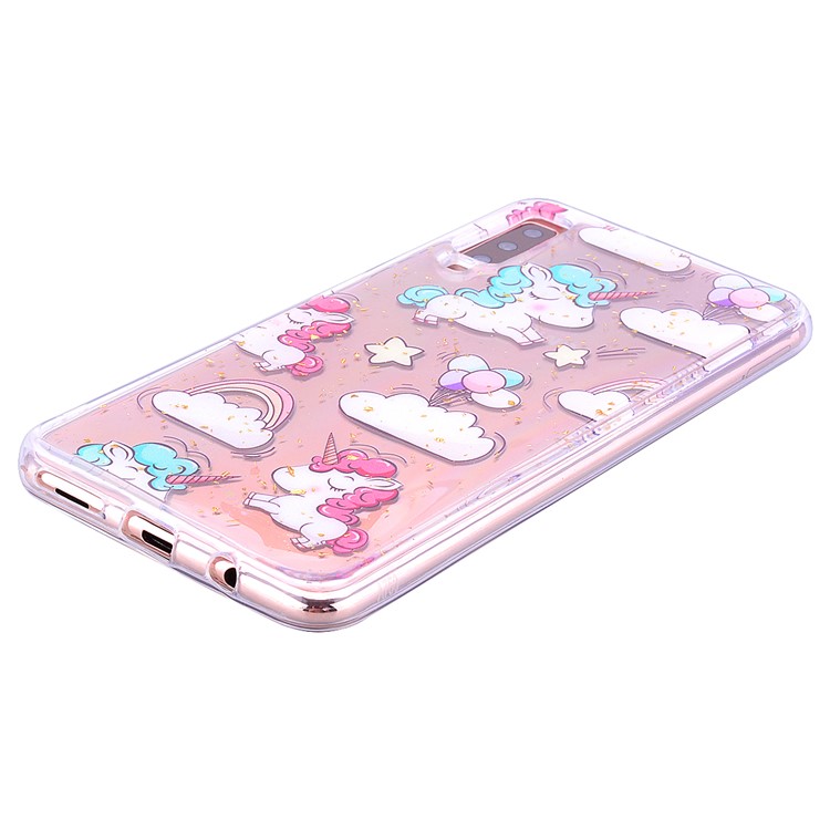 Glitter Sequins Inlaid Patterned TPU Phone Cover for Samsung Galaxy A70 - Unicorns-7