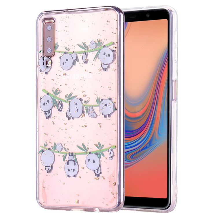 Glitter Sequins Inlaid Patterned TPU Phone Cover for Samsung Galaxy A70 - Pandas-1