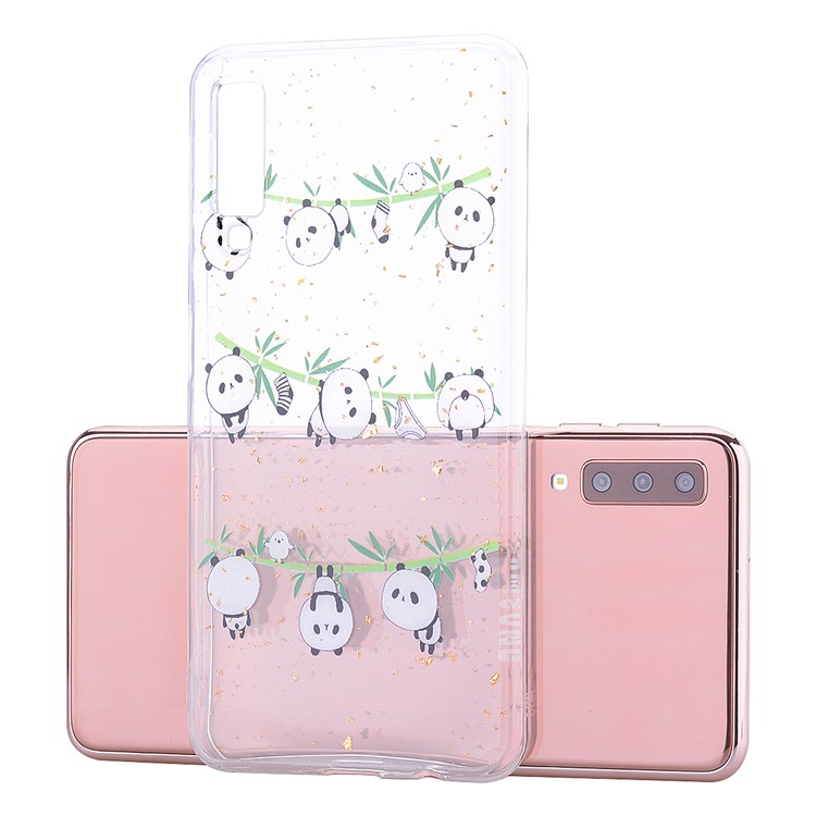 Glitter Sequins Inlaid Patterned TPU Phone Cover for Samsung Galaxy A70 - Pandas-2