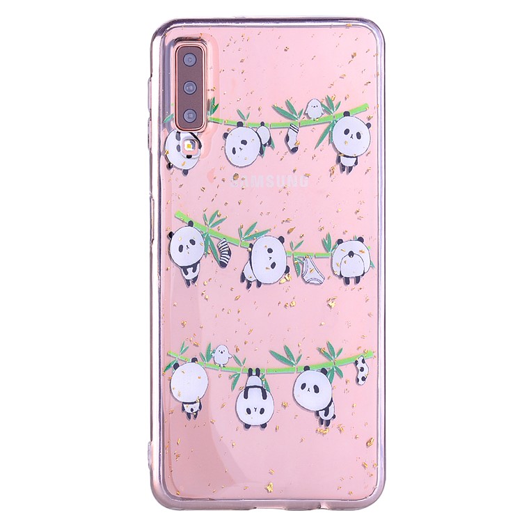 Glitter Sequins Inlaid Patterned TPU Phone Cover for Samsung Galaxy A70 - Pandas-3