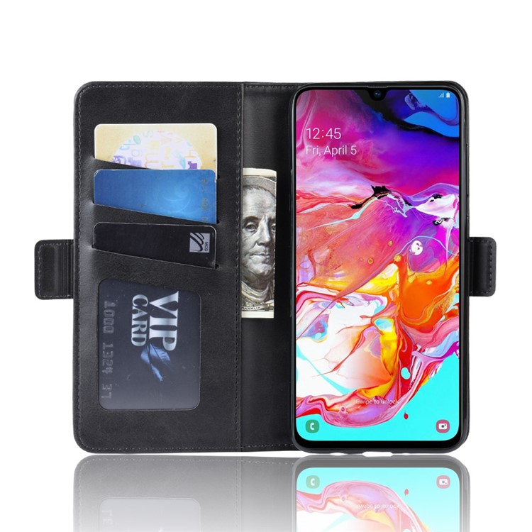 Wallet Stand Leather Cell Phone Case for Samsung Galaxy A70 - Black-5