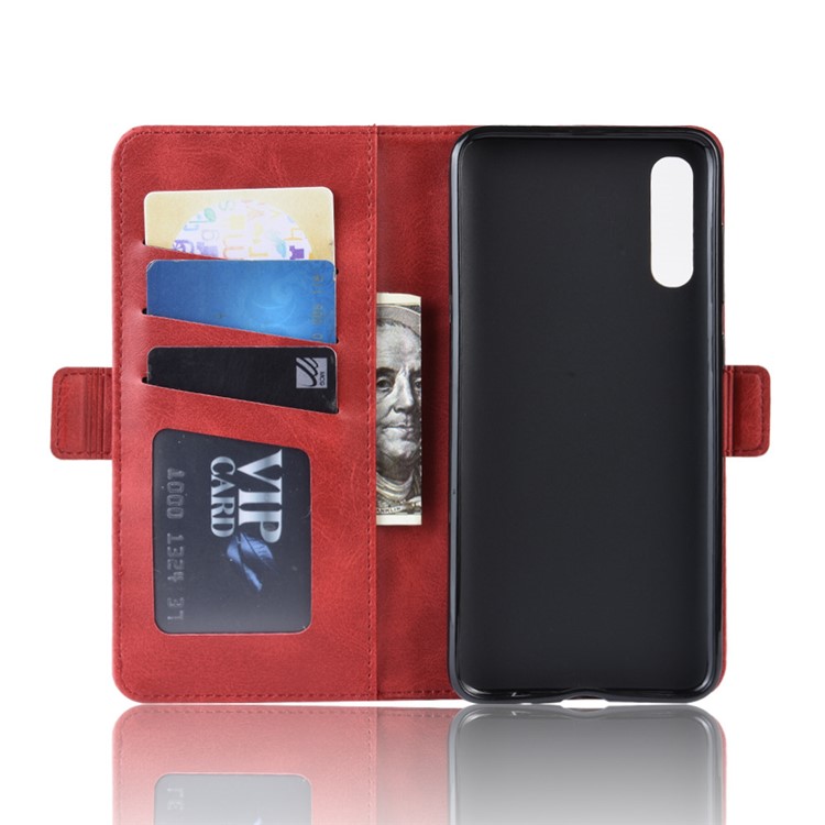 Wallet Stand Leather Cell Phone Case for Samsung Galaxy A70 - Red-4