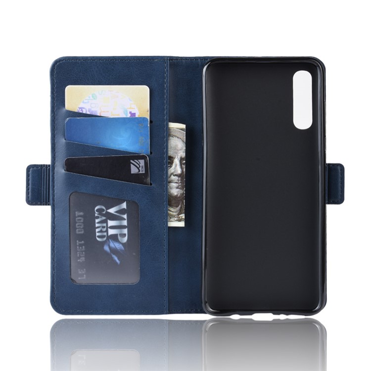 Wallet Stand Leather Cell Phone Case for Samsung Galaxy A70 - Dark Blue-4