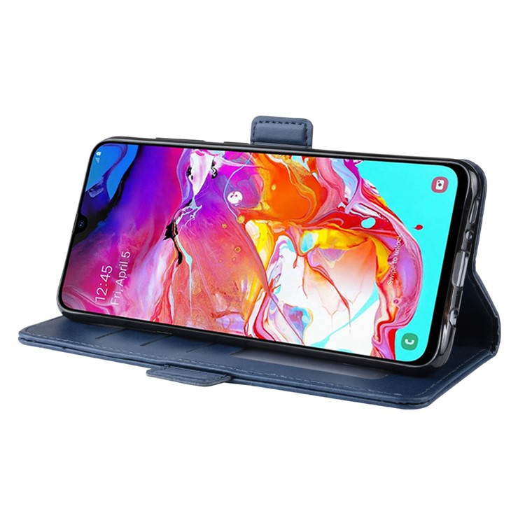 Wallet Stand Leather Cell Phone Case for Samsung Galaxy A70 - Dark Blue-6