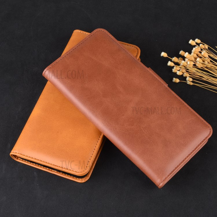 Wallet Stand Leather Cell Phone Case for Samsung Galaxy A70 - Brown-8