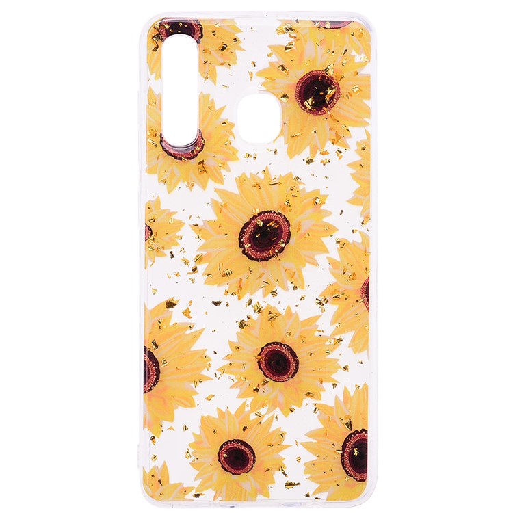 Glitter Sequins Inlaid Patterned TPU Phone Cover for Samsung Galaxy A30 / A20 - Sunflowers-2