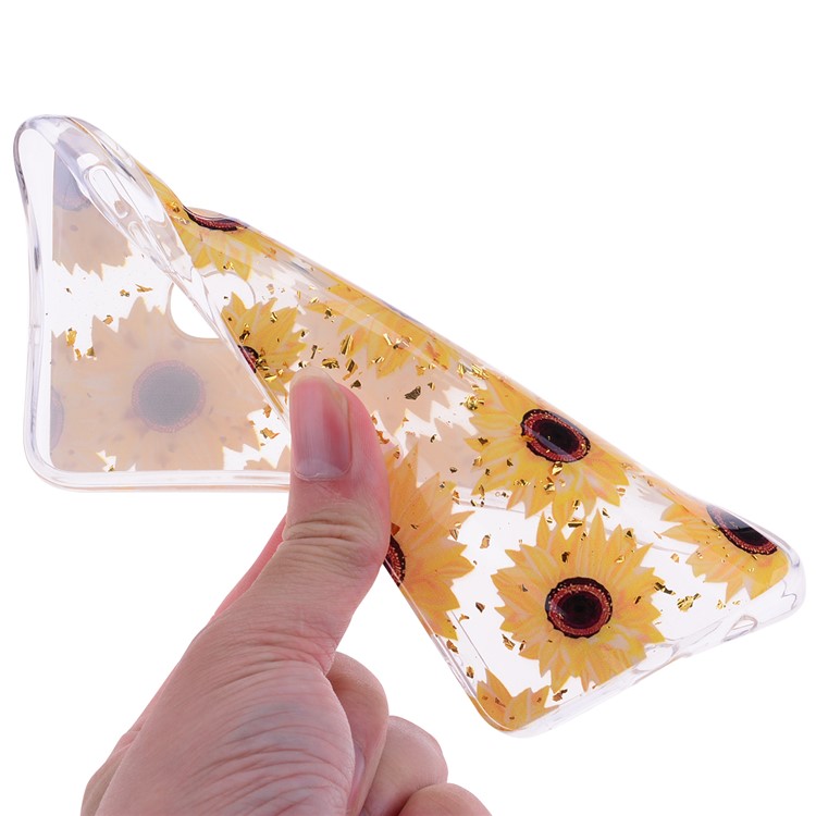 Glitter Sequins Inlaid Patterned TPU Phone Cover for Samsung Galaxy A30 / A20 - Sunflowers-5