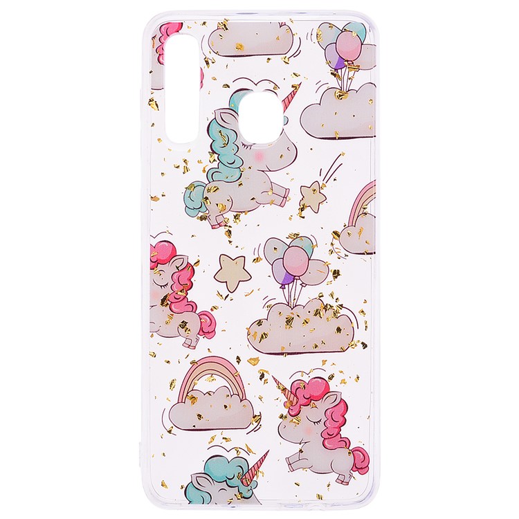 Glitter Sequins Inlaid Patterned TPU Phone Cover for Samsung Galaxy A30 / A20 - Unicorns-2