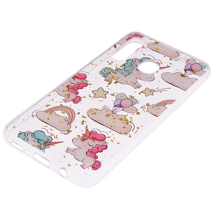 Glitter Sequins Inlaid Patterned TPU Phone Cover for Samsung Galaxy A30 / A20 - Unicorns-3