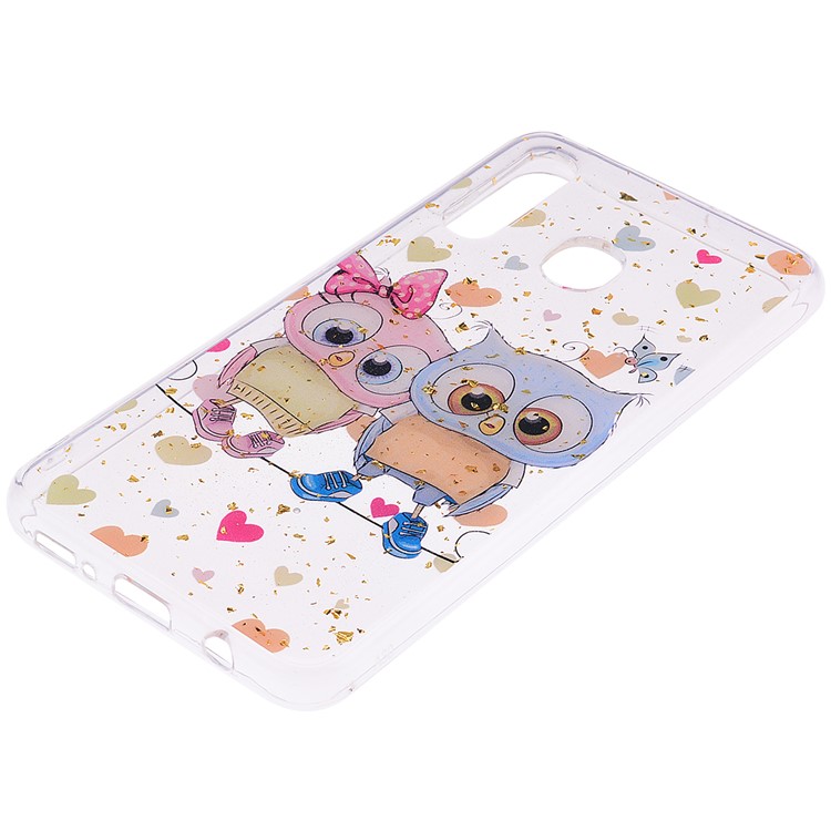 Glitter Sequins Inlaid Patterned TPU Phone Cover for Samsung Galaxy A30 / A20 - Owls-3