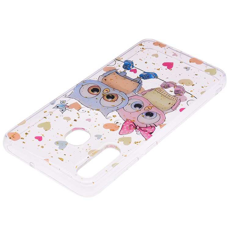 Glitter Sequins Inlaid Patterned TPU Phone Cover for Samsung Galaxy A30 / A20 - Owls-4