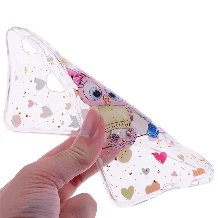 Glitter Sequins Inlaid Patterned TPU Phone Cover for Samsung Galaxy A30 / A20 - Owls-5