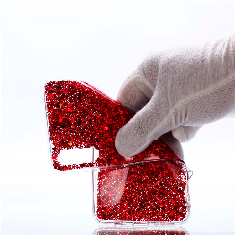 Color Changing Sequins Acrylic TPU Back Case for Samsung Galaxy A7 (2018) A750 - Red-5