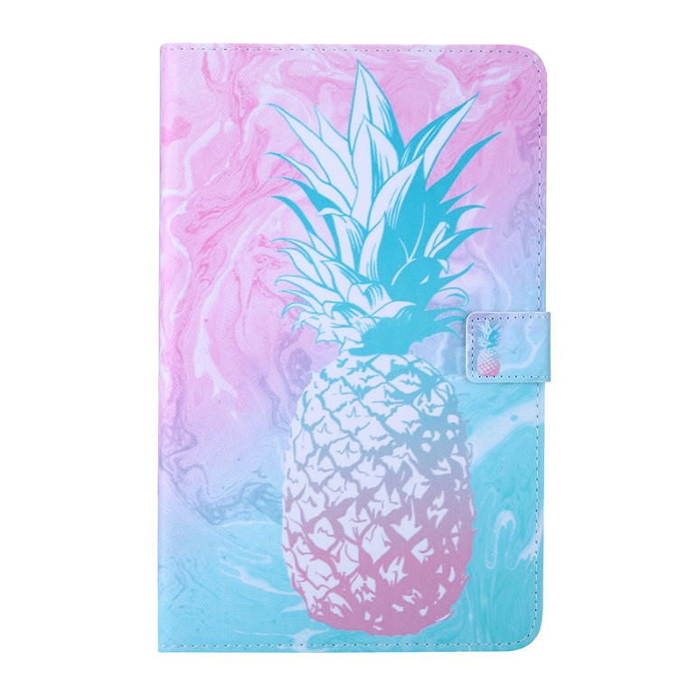 Pattern Printing Card Slots Auto Wake & Sleep Leather Phone Case Cover for Samsung Galaxy Tab A 10.5 (2018) T590 T595 - Pineapple-2
