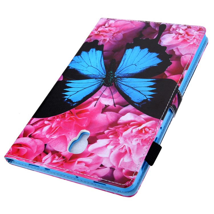 Pattern Printing Card Slots Auto Wake & Sleep Leather Phone Case Cover for Samsung Galaxy Tab A 10.5 (2018) T590 T595 - Blue Butterfly-4