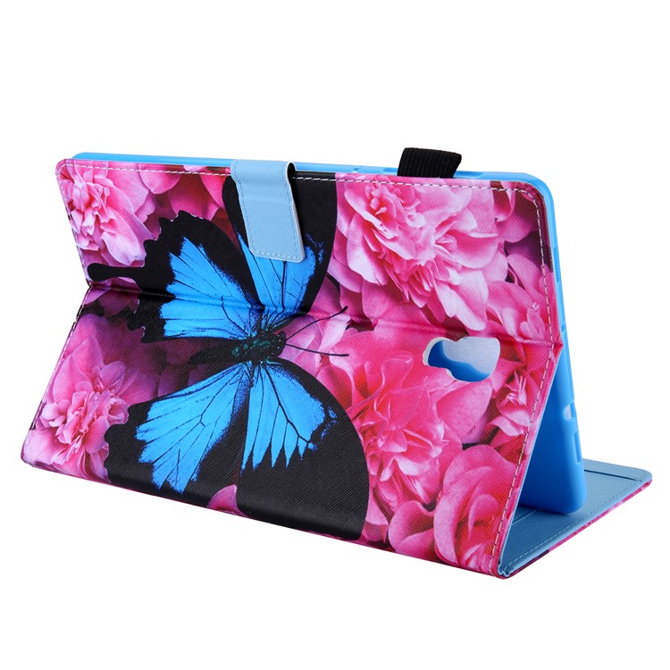 Pattern Printing Card Slots Auto Wake & Sleep Leather Phone Case Cover for Samsung Galaxy Tab A 10.5 (2018) T590 T595 - Blue Butterfly-5