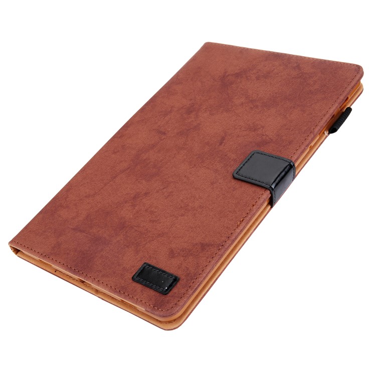 Estilo De Negocio Auto Despertador & Funda De Cuero Para Dormir Con Almacenamiento En Tarjeta Para Samsung Galaxy Tab A 10.5 (2018) T590 T595 - Marrón-3
