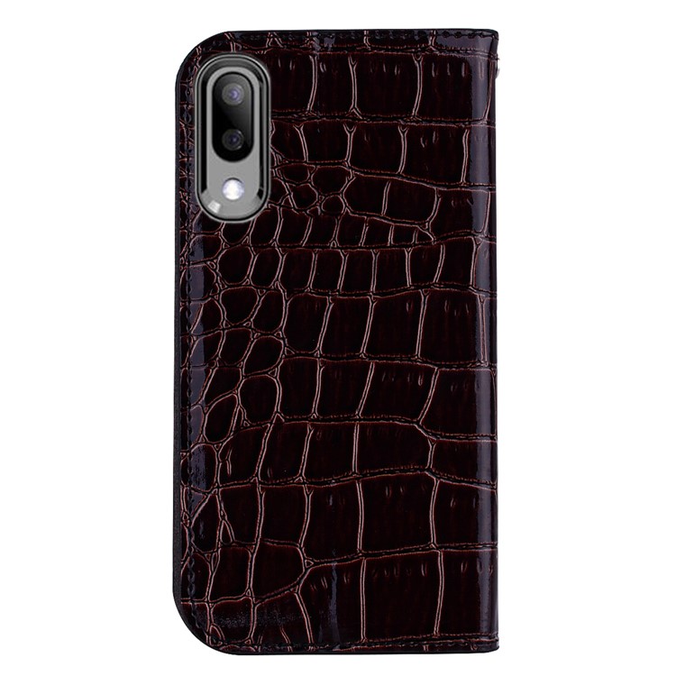 Crocodile Texture Glittery Sequins Splicing Leather Flip Case with Card Slot for Samsung Galaxy M10 - Black-3