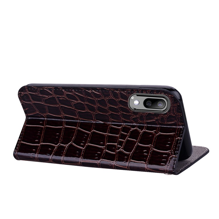 Crocodile Texture Glittery Sequins Splicing Leather Flip Case with Card Slot for Samsung Galaxy M10 - Black-8