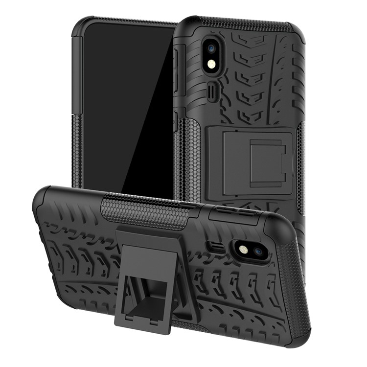 Anti-slip PC + TPU Hybrid Case with Kickstand for Samsung Galaxy A2 Core - Black-1