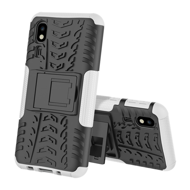 Anti-slip PC + TPU Hybrid Case with Kickstand for Samsung Galaxy A2 Core - White-2