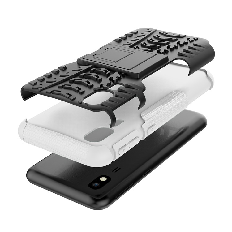 Anti-slip PC + TPU Hybrid Case with Kickstand for Samsung Galaxy A2 Core - White-6