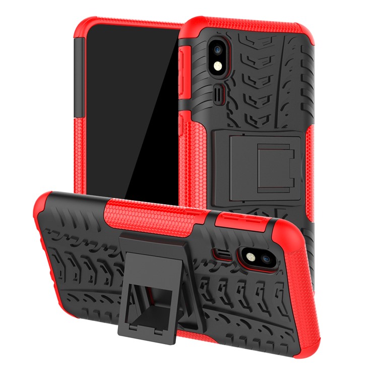Anti-slip PC + TPU Hybrid Case with Kickstand for Samsung Galaxy A2 Core - Red-1