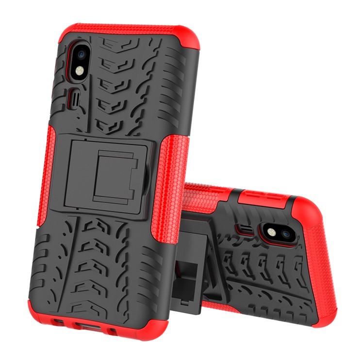 Anti-slip PC + TPU Hybrid Case with Kickstand for Samsung Galaxy A2 Core - Red-2