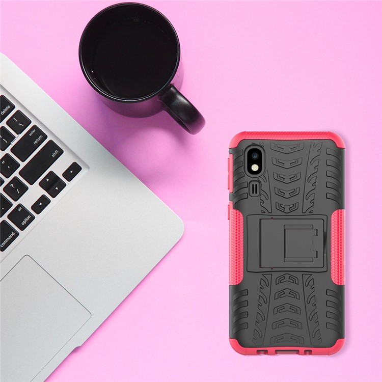 Anti-slip PC + TPU Hybrid Case with Kickstand for Samsung Galaxy A2 Core - Rose-9