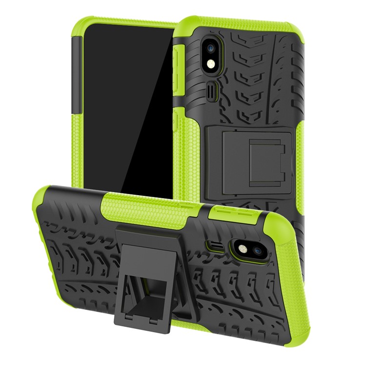 Anti-slip PC + TPU Hybrid Case with Kickstand for Samsung Galaxy A2 Core - Green-1