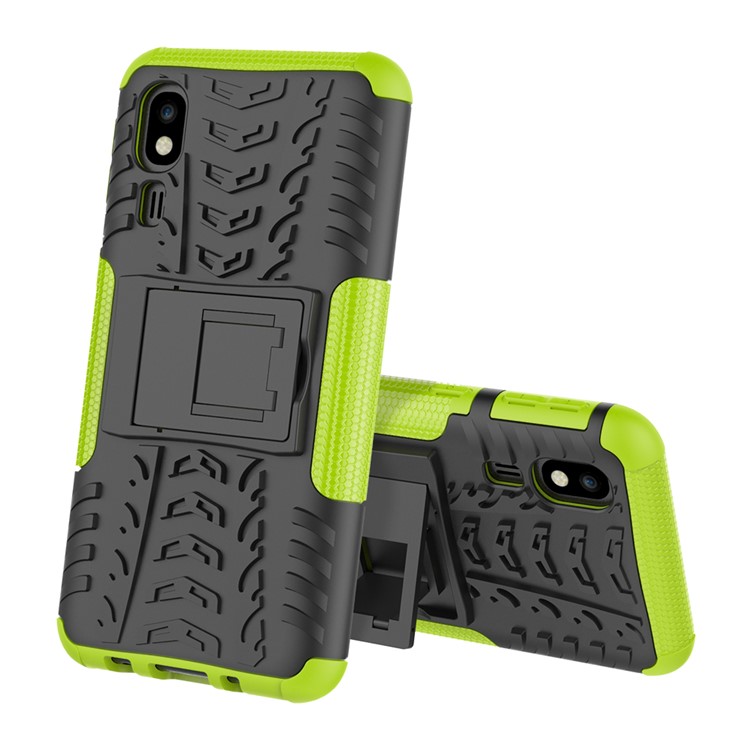Anti-slip PC + TPU Hybrid Case with Kickstand for Samsung Galaxy A2 Core - Green-2