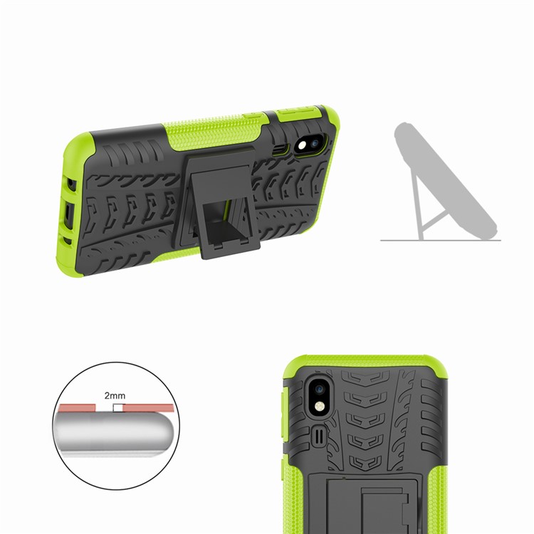 Anti-slip PC + TPU Hybrid Case with Kickstand for Samsung Galaxy A2 Core - Green-3