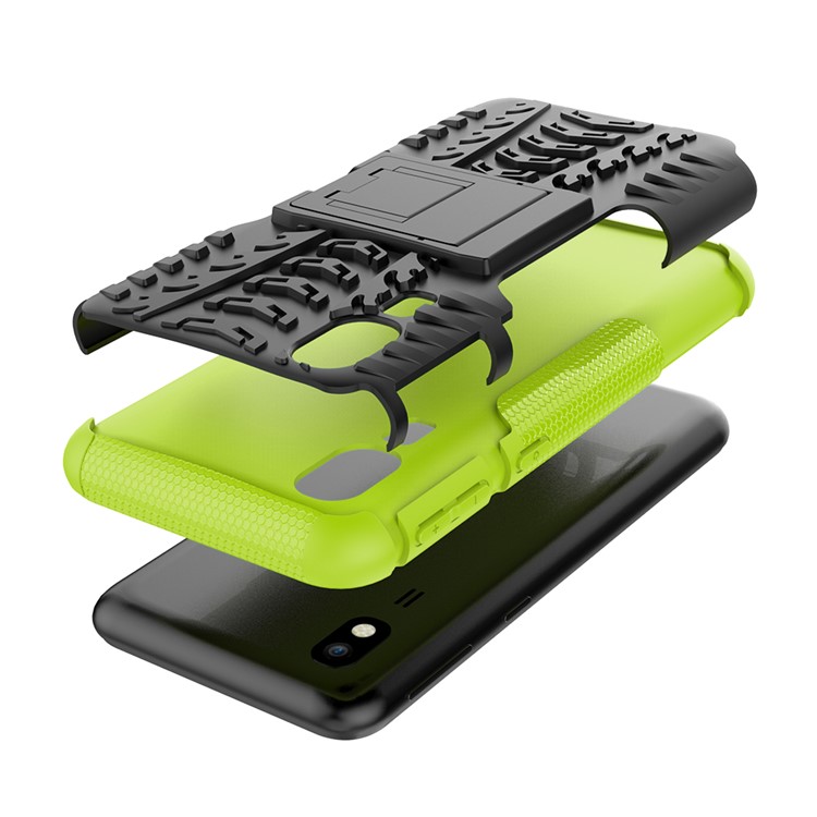 Anti-slip PC + TPU Hybrid Case with Kickstand for Samsung Galaxy A2 Core - Green-7